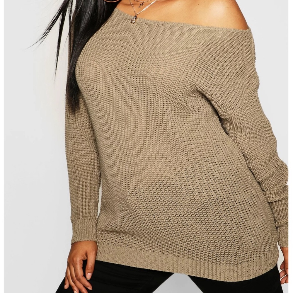 Slash Neck Fisherman Sweater